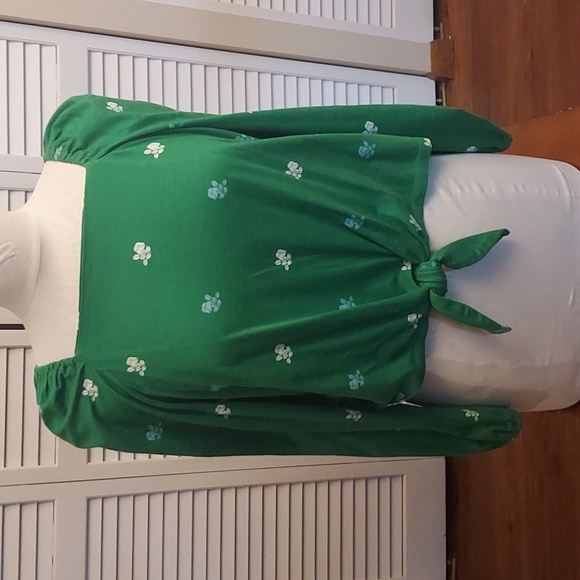 Charter Club Green Floral Blouse - Picture 2 of 6